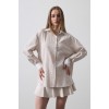 Çizgili Oversize Gömlek - Bej - 151558 Çizgili Oversize Gömlek - Bej - 151558