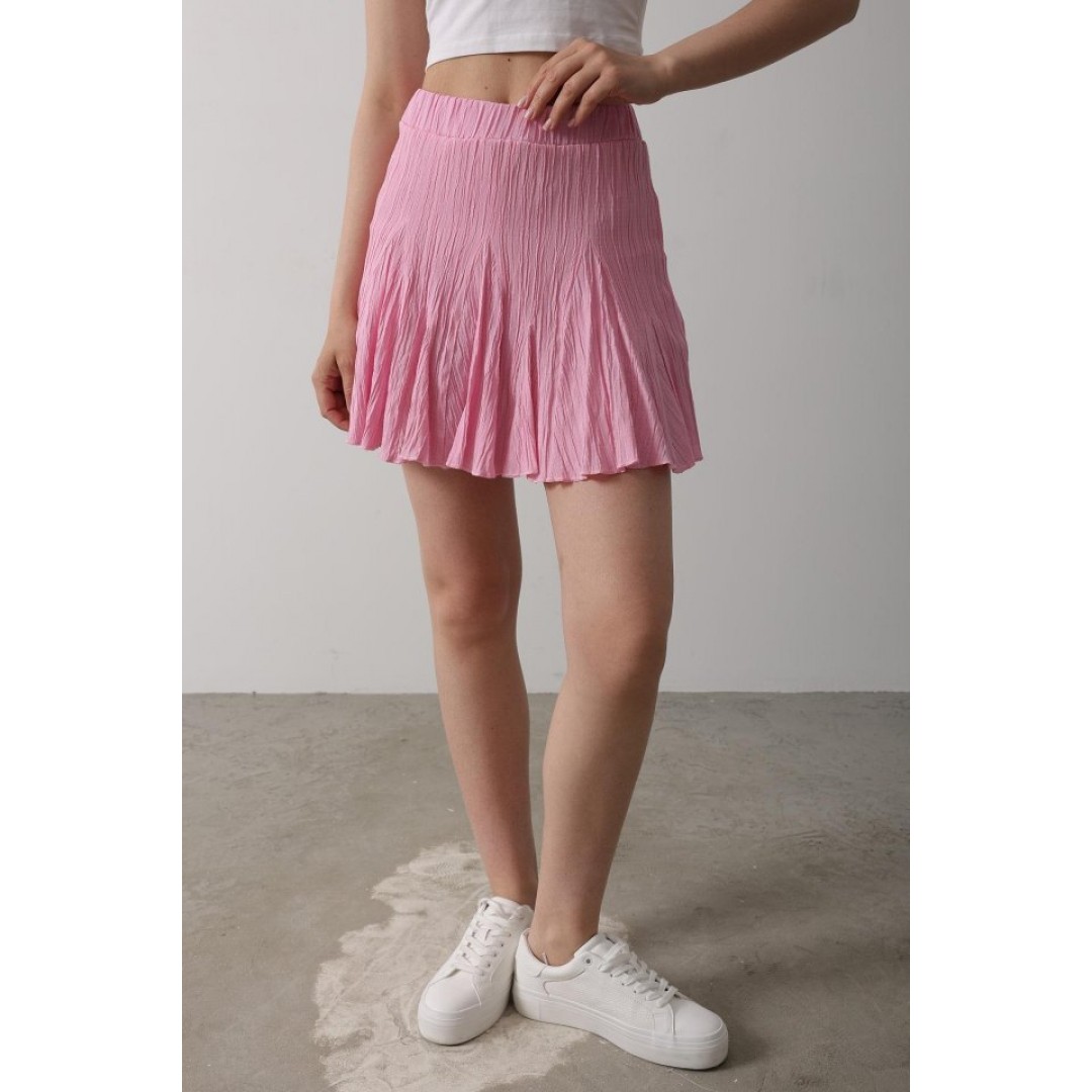 Beli Lastikli Mini Etek - Pembe 160650 Beli Lastikli Mini Etek - Pembe 160650