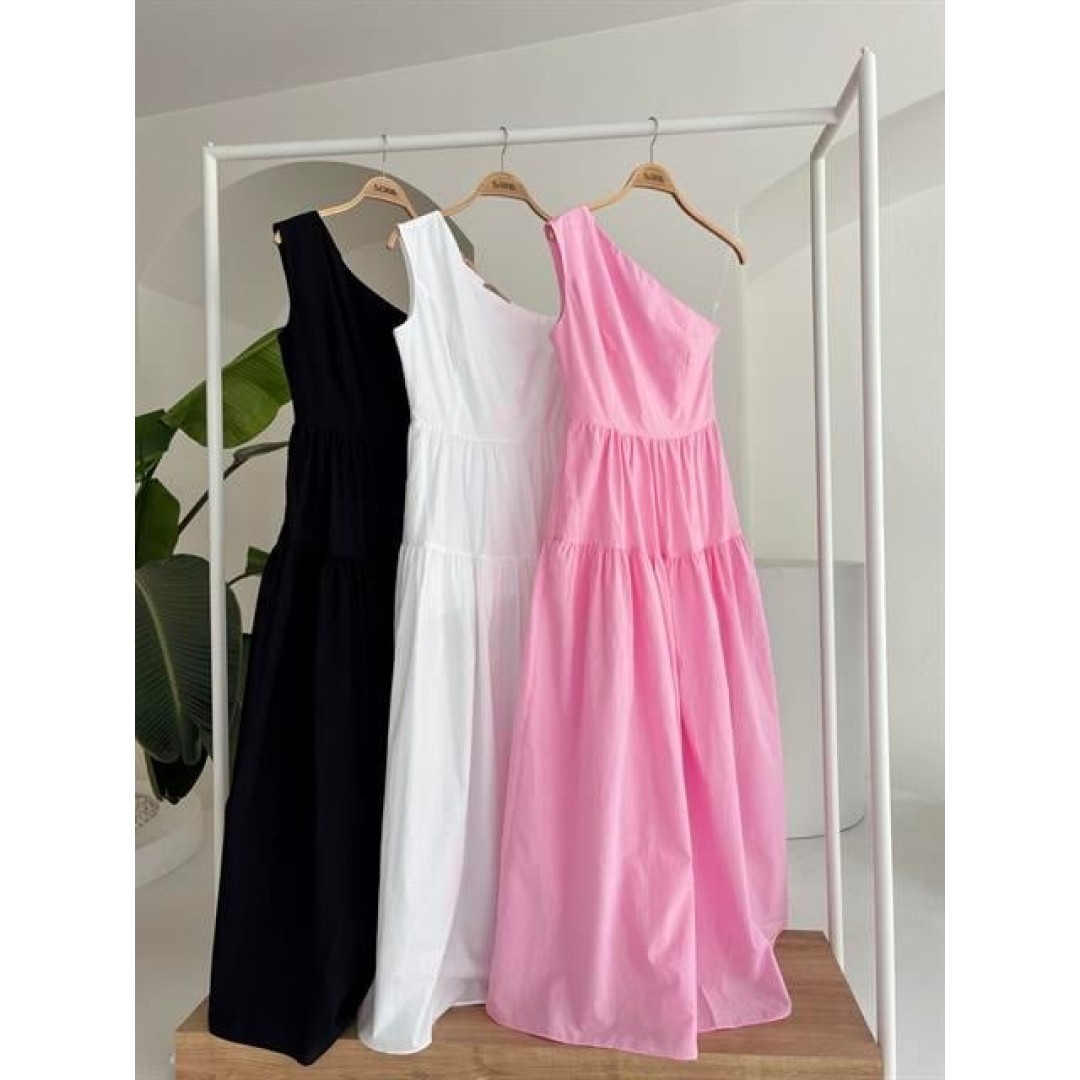Tek Omuzlu Pile Detay Maxi Elbise 2895 160562 Tek Omuzlu Pile Detay Maxi Elbise 2895 160562