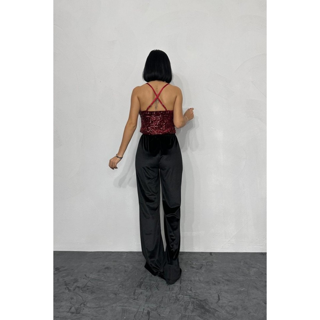 Bordo Askılı Degaje Bluz 153042 Bordo Askılı Degaje Bluz 153042