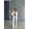 VİSKON JAKARLI BAĞLAMALI GÖMLEK - PANTOLON TAKIM - Beyaz 152260 VİSKON JAKARLI BAĞLAMALI GÖMLEK - PANTOLON TAKIM - Beyaz 152260
