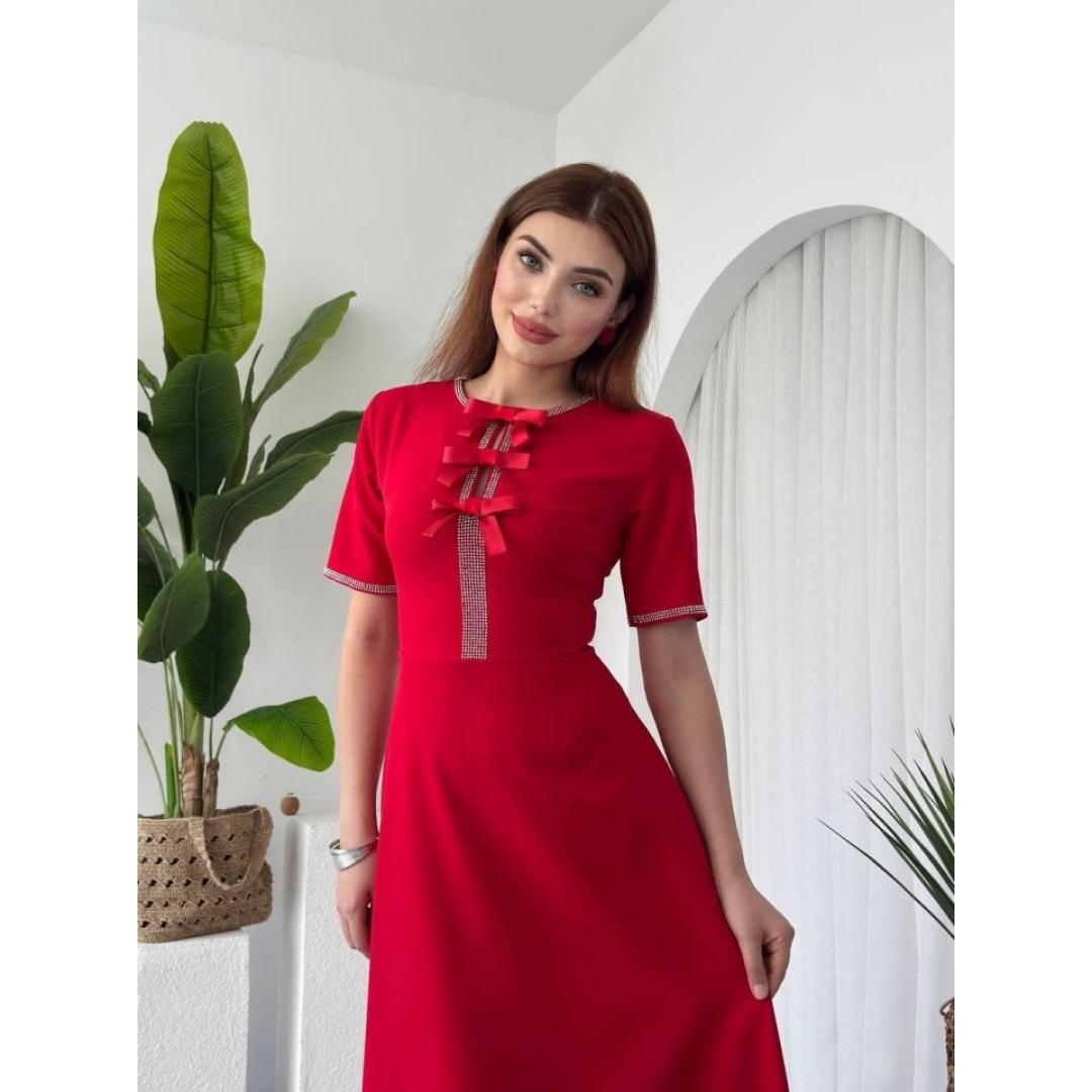 Wera Taşlı Fiyonk Detaylı Elbise - 162261