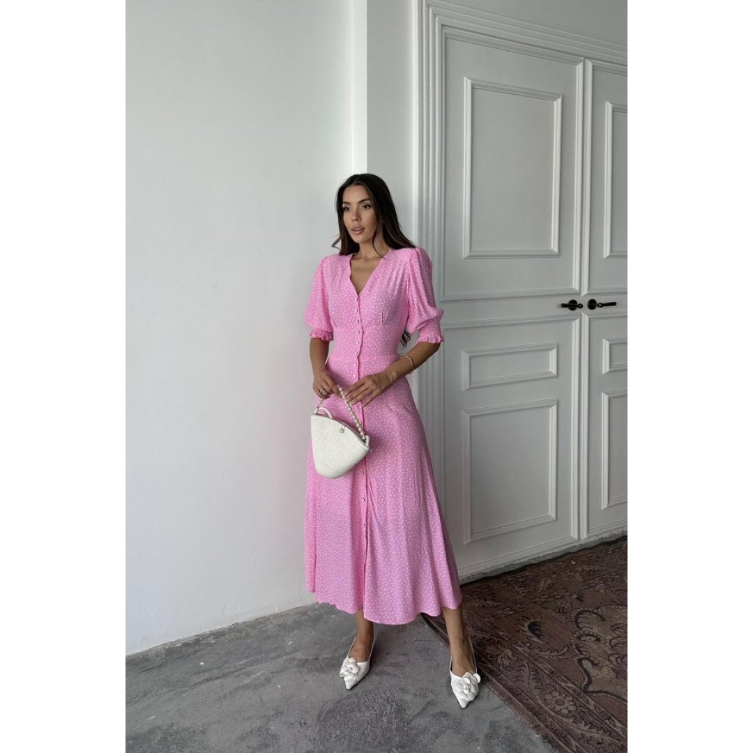 Pembe Arka Ve Bel Ucu Gipeli Elbise - 162539 Pembe Arka Ve Bel Ucu Gipeli Elbise - 162539