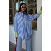 Kolu Manşet Detay Çizgili Oversize Gömlek 3405 158545 Kolu Manşet Detay Çizgili Oversize Gömlek 3405 158545