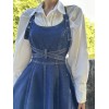 Mavi Midi Boy Bantlı Kot Elbise - 152557 Mavi Midi Boy Bantlı Kot Elbise - 152557