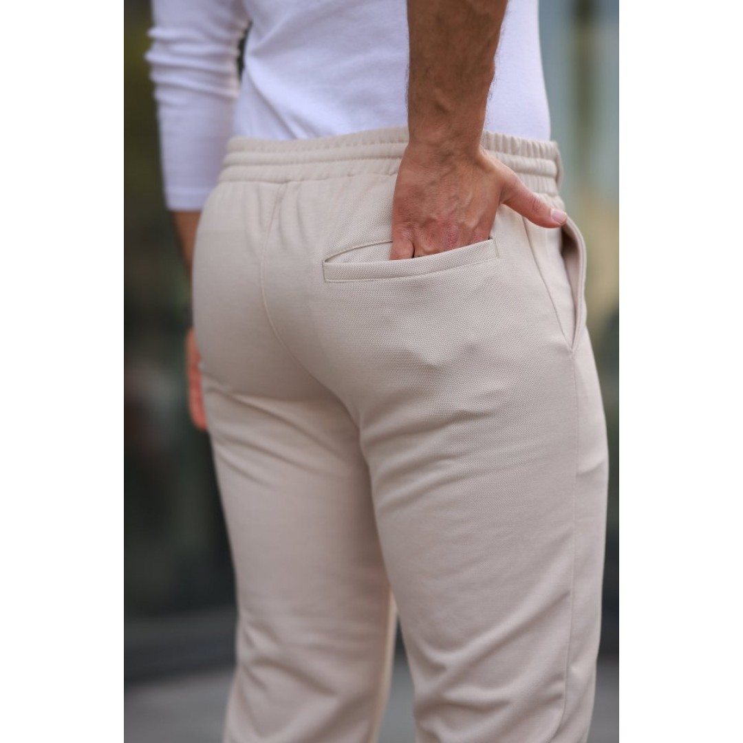 Erkek Beli Bağcıklı Duble Paça örme Pamuklu Kumaş Jogger Pantolon - 160531 Erkek Beli Bağcıklı Duble Paça örme Pamuklu Kumaş Jogger Pantolon - 160531