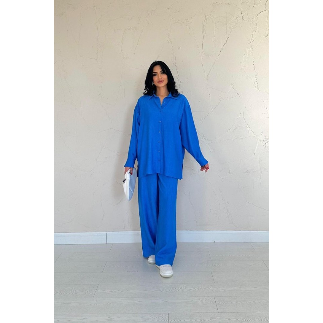 Saks Alice Gömlek Ve Bol Kesim Pantolon Takım 148479 Saks Alice Gömlek Ve Bol Kesim Pantolon Takım 148479
