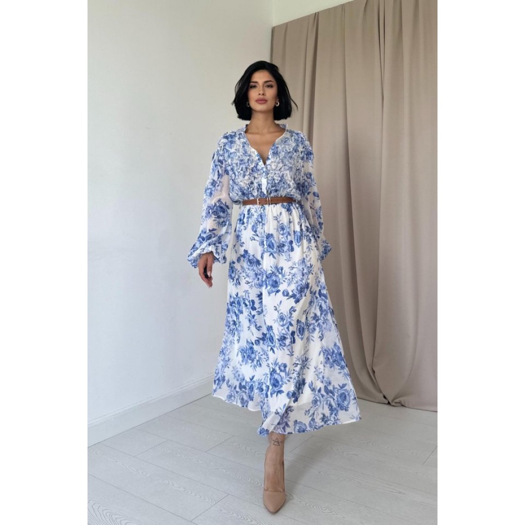 Mavi Biye Detaylı Elbise - 157348 Mavi Biye Detaylı Elbise - 157348