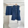 Kolsuz Yelekli Mini Etekli Denim Takım 10164 - 159266 Kolsuz Yelekli Mini Etekli Denim Takım 10164 - 159266