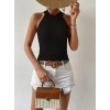 Kadın Kolsuz Halter Yaka Mini Baklava Desenli Triko Bluz - 159562 Kadın Kolsuz Halter Yaka Mini Baklava Desenli Triko Bluz - 159562