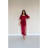 Bordo Büzgülü Saten Elbise 154601 Bordo Büzgülü Saten Elbise 154601