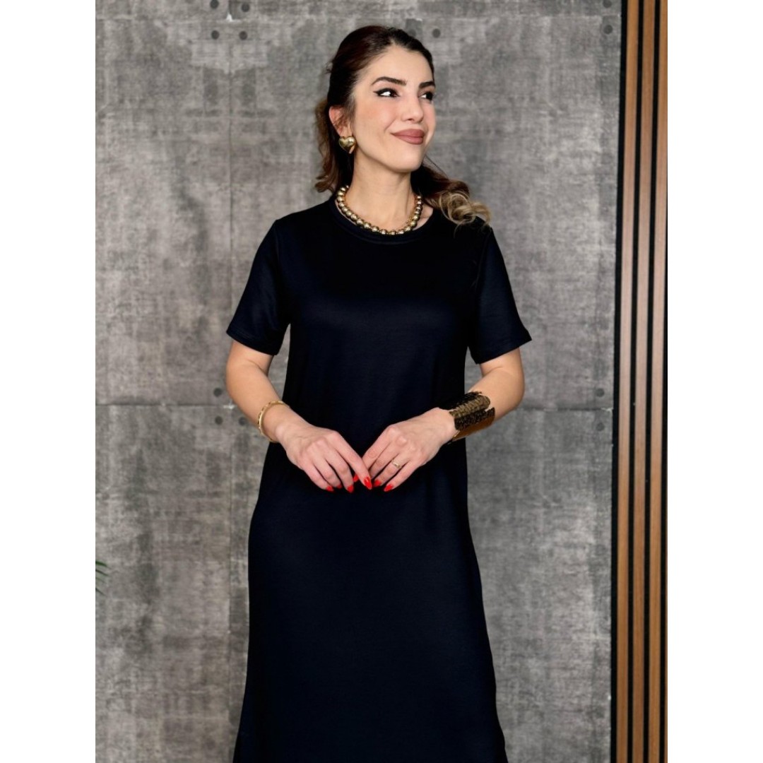 Kadın Kısa Kollu Bisiklet Yaka Yırtmaçlı Viskon Iki Iplik Elbise 163498 Kadın Kısa Kollu Bisiklet Yaka Yırtmaçlı Viskon Iki Iplik Elbise 163498