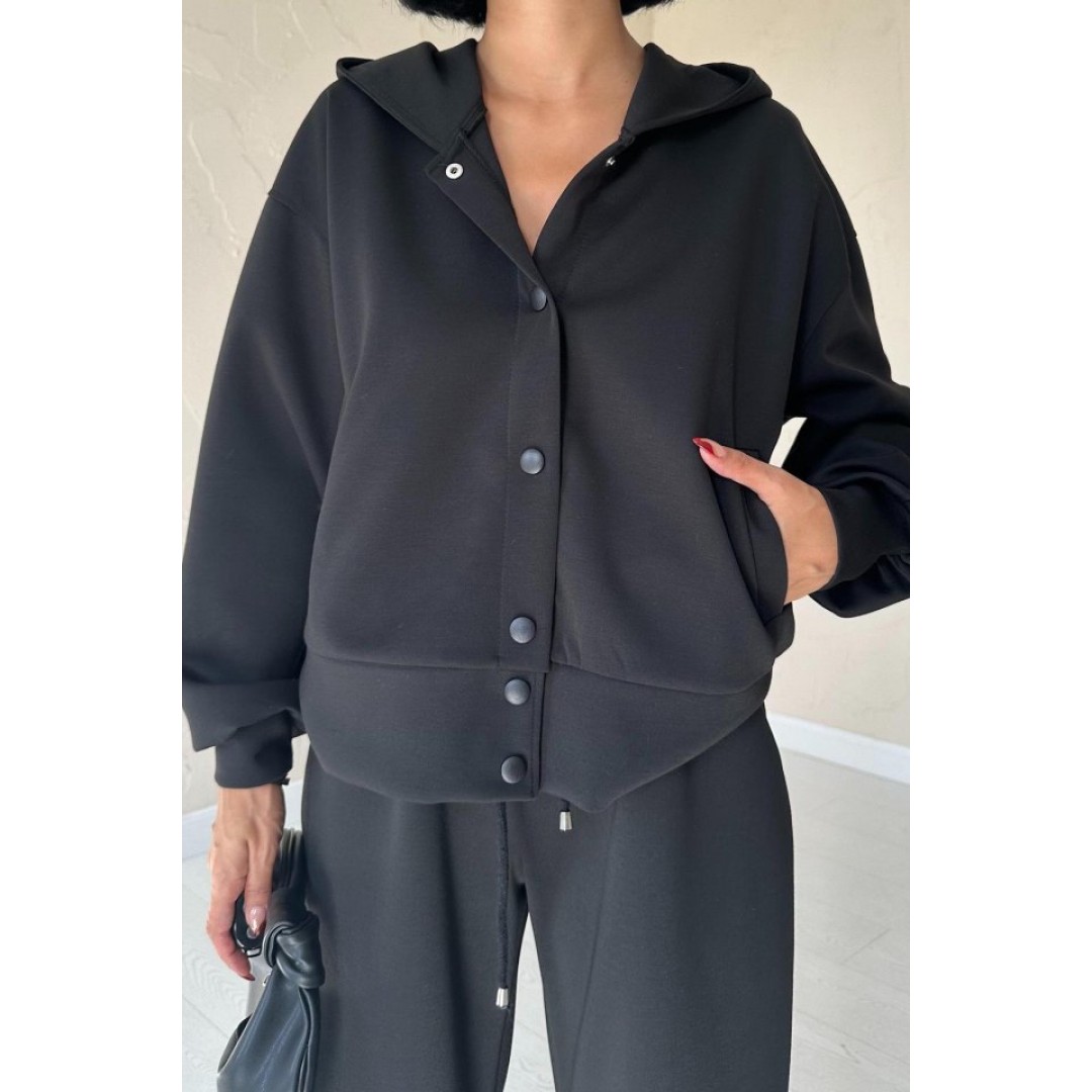 Siyah Beli Lastikli Ceket Ve Pantolon Takım - 153508 Siyah Beli Lastikli Ceket Ve Pantolon Takım - 153508