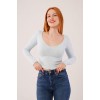 Geniş Yaka Bebe Mavisi Basic Body Bluz 148074 Geniş Yaka Bebe Mavisi Basic Body Bluz 148074