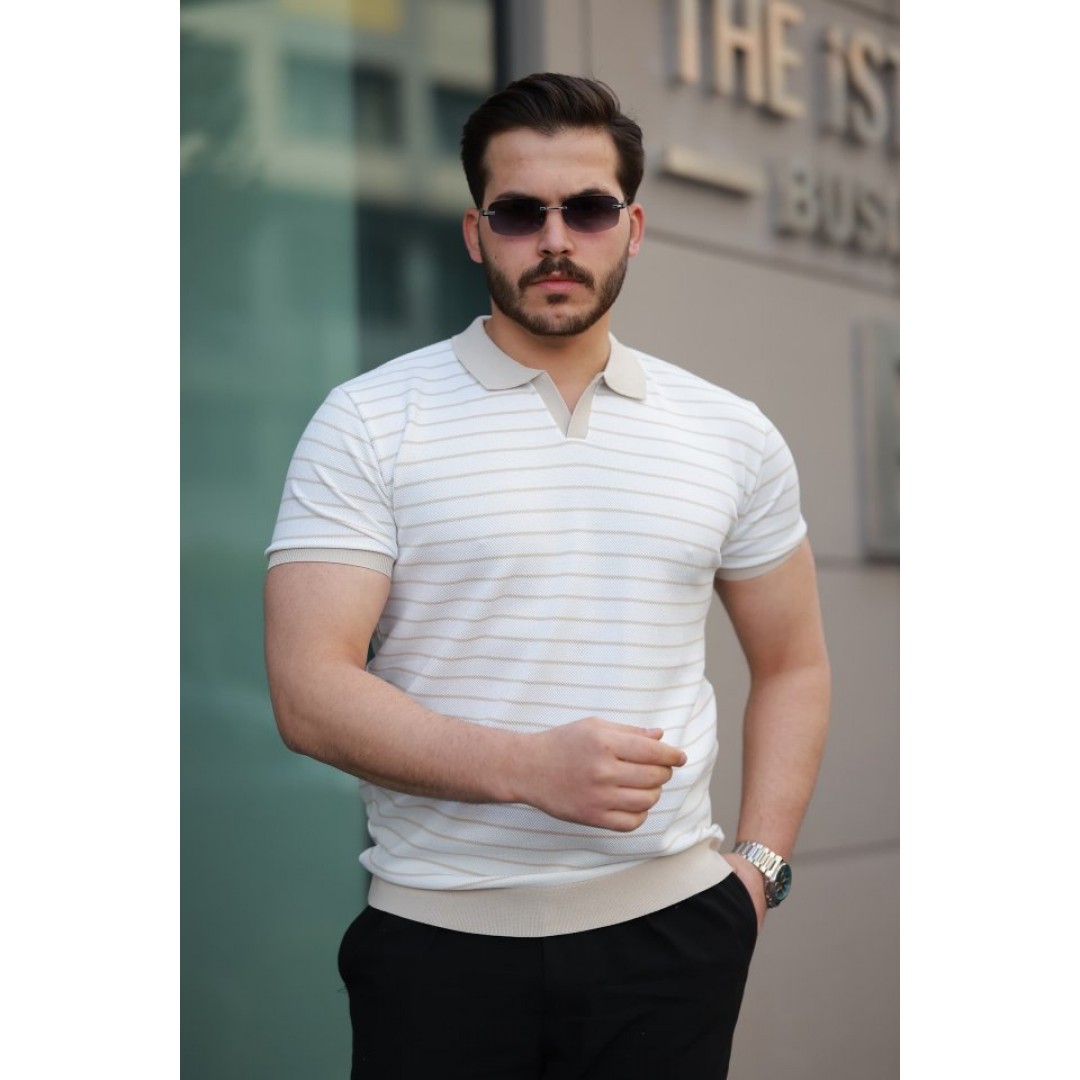 Erkek Kısa Kollu çizgi Desenli örme Kumaş Tshirt 157295 Erkek Kısa Kollu çizgi Desenli örme Kumaş Tshirt 157295