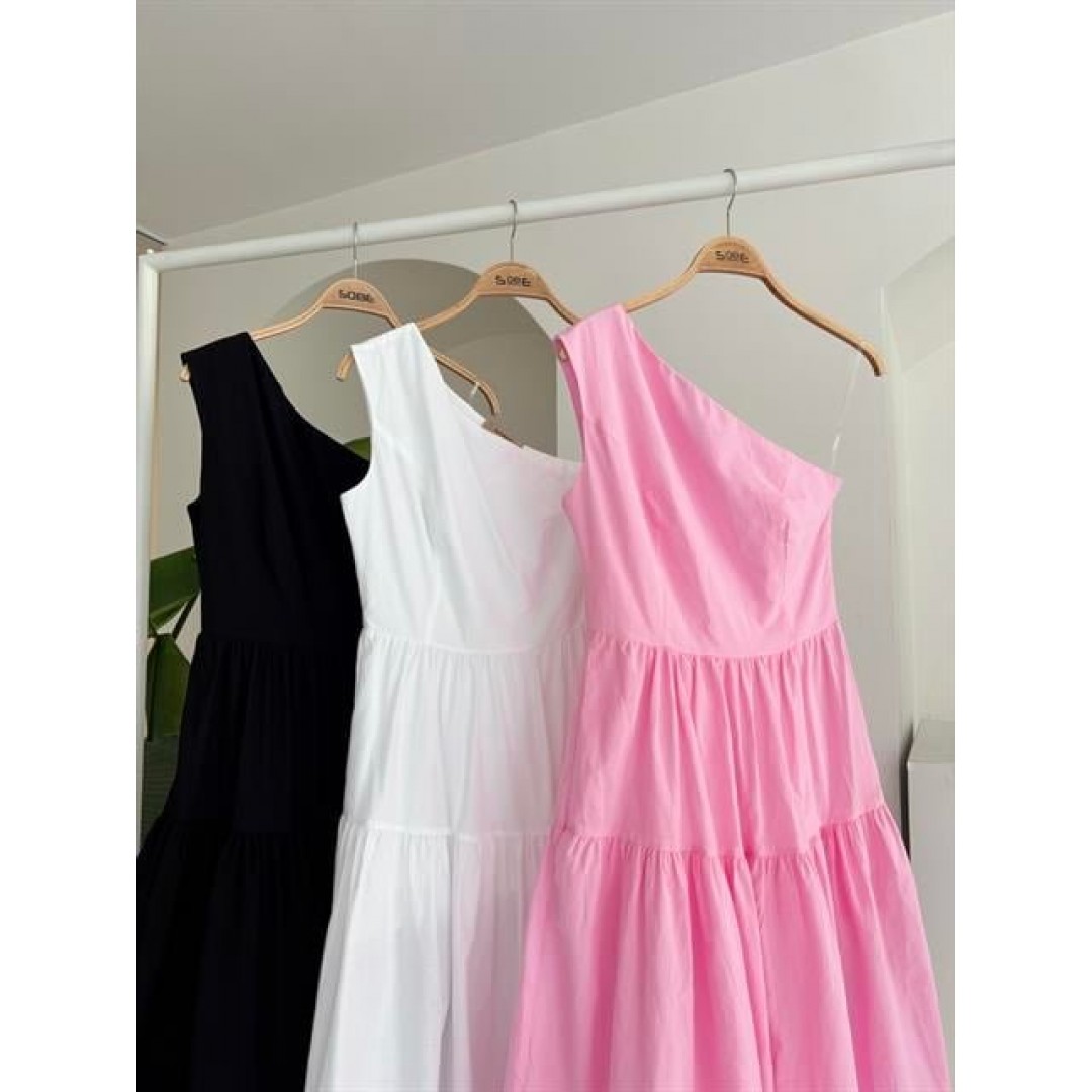 Tek Omuzlu Pile Detay Maxi Elbise 2895 160561 Tek Omuzlu Pile Detay Maxi Elbise 2895 160561