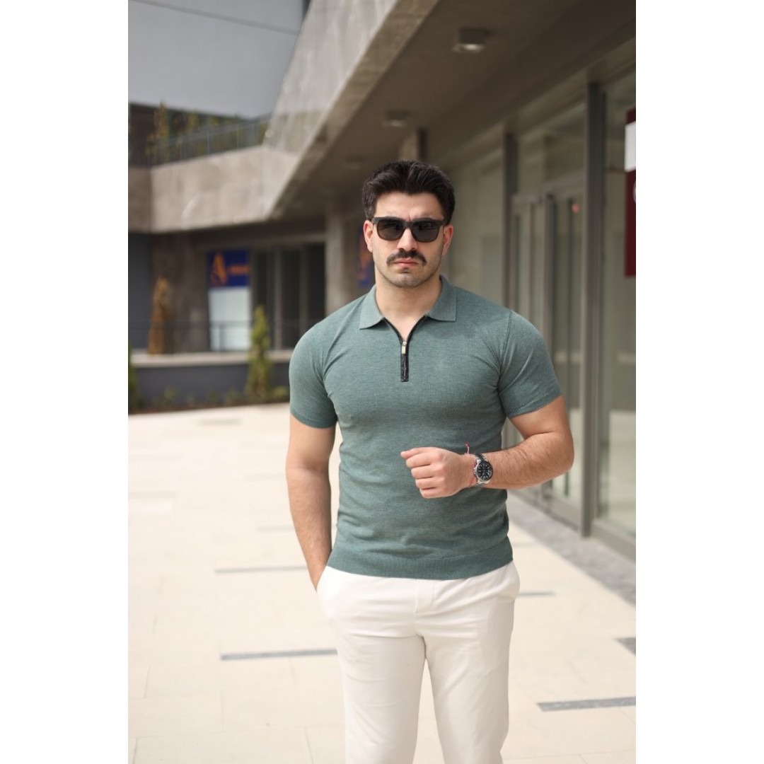 Erkek Polo Yaka Fermuar Detaylı Tişört 154554 Erkek Polo Yaka Fermuar Detaylı Tişört 154554