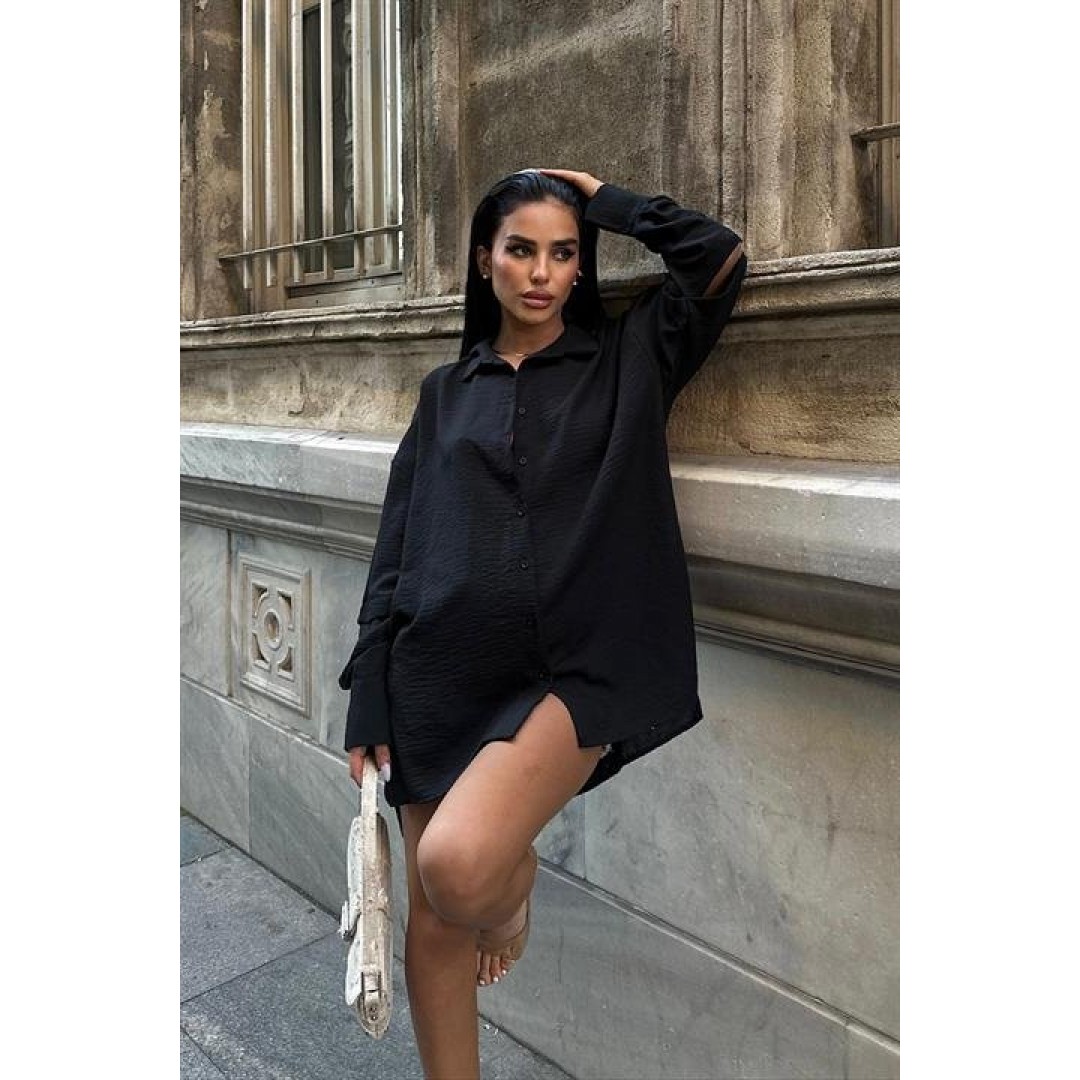 Alina Kol Cut Out Keten Gömlek 3252-08
