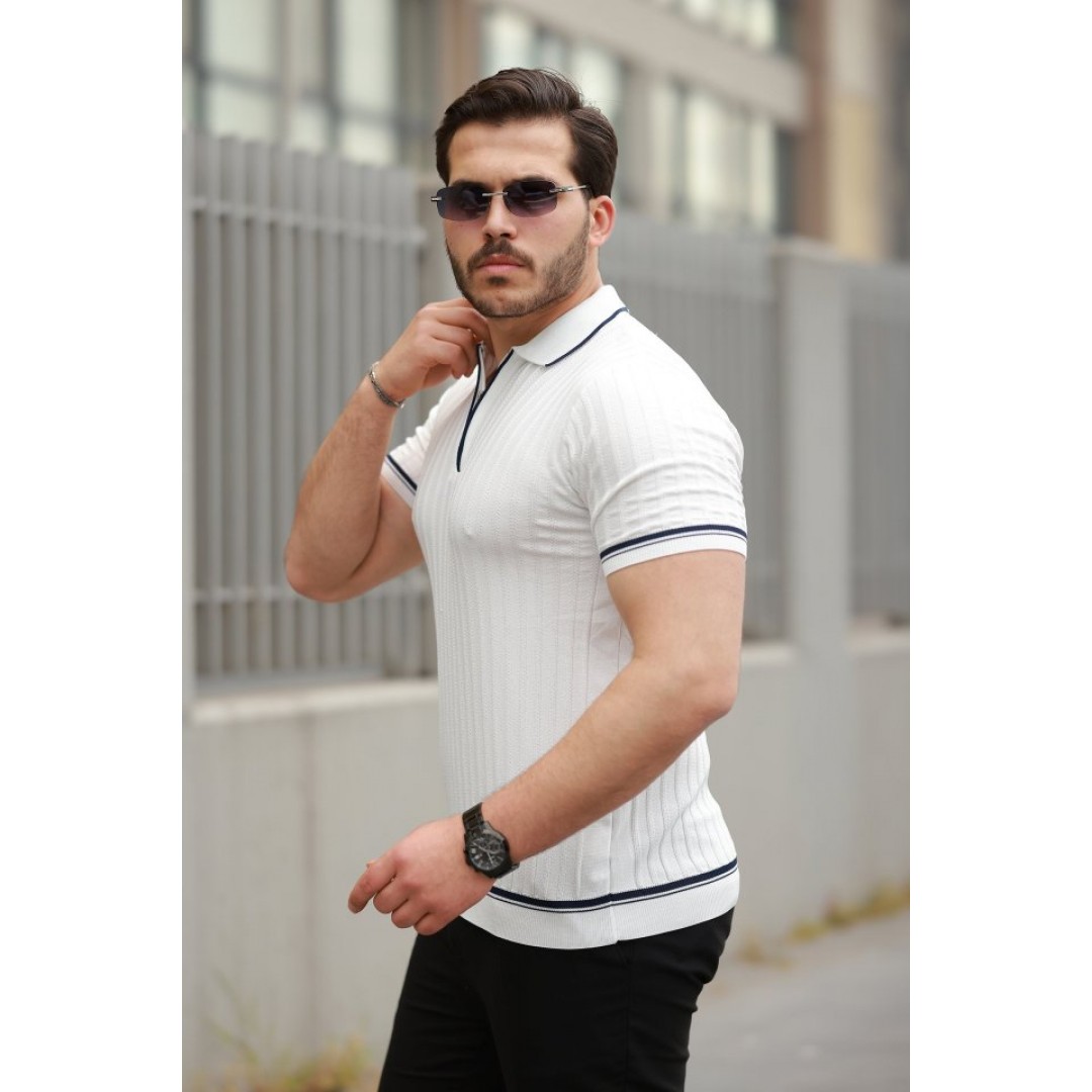Erkek Fermuarlı Yakalı Kısa Kollu T-shirt 160696 Erkek Fermuarlı Yakalı Kısa Kollu T-shirt 160696
