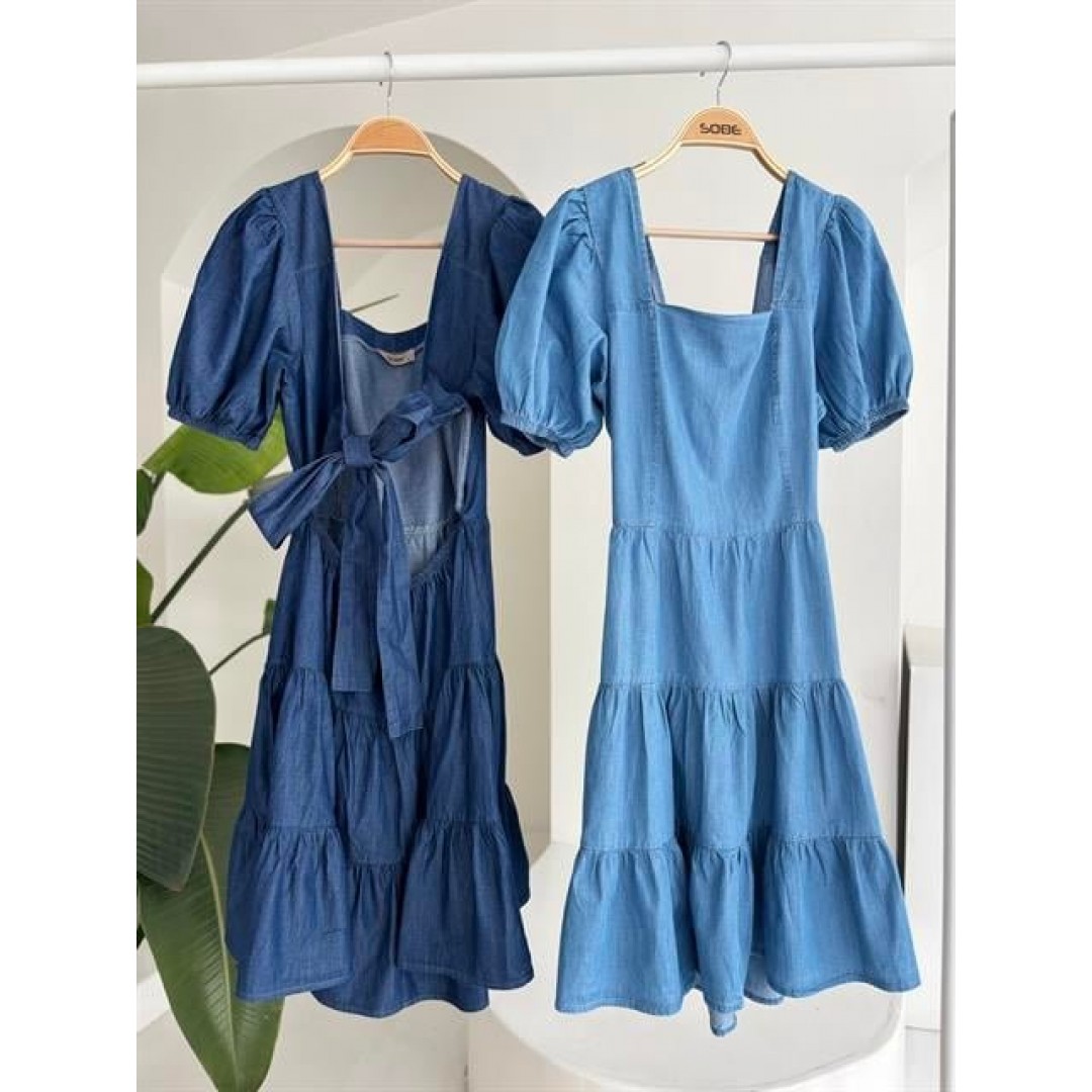 Kare Yakalı Ve Gipe Detaylı Tensel Elbise 2883 - 159427 Kare Yakalı Ve Gipe Detaylı Tensel Elbise 2883 - 159427