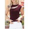 Kadın Sıfır Kol Pencere Detay Viskon T-shirt 159365