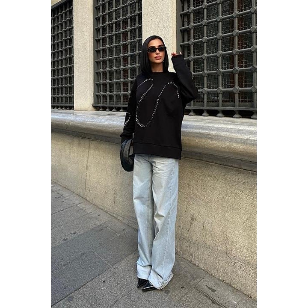 Gümüş Taşlı Sweatshirt 8052 158382 Gümüş Taşlı Sweatshirt 8052 158382