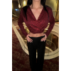 PULLU CROP KRUVAZE BLUZ - Bordo 150998 PULLU CROP KRUVAZE BLUZ - Bordo 150998