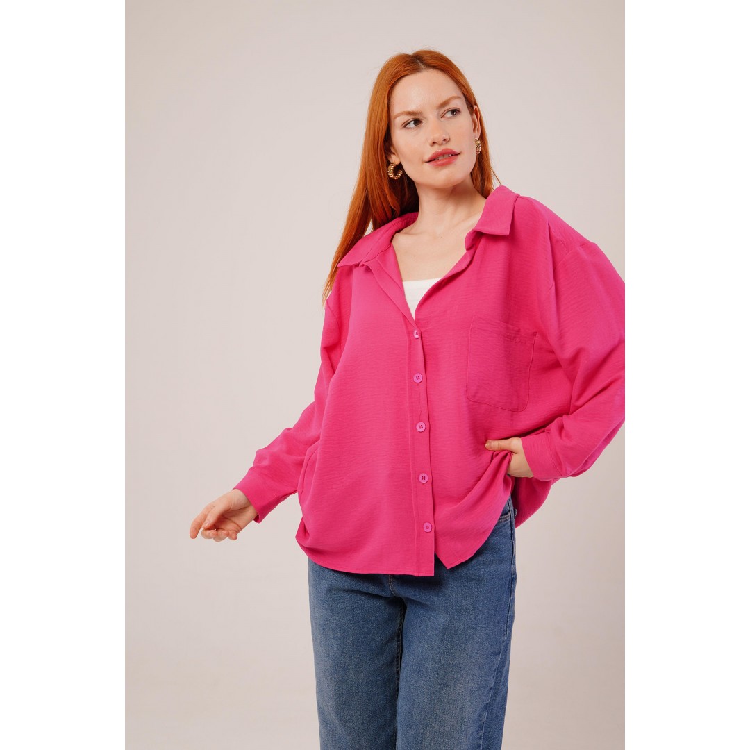 Basic Oversize Fuşya Gömlek - 147318