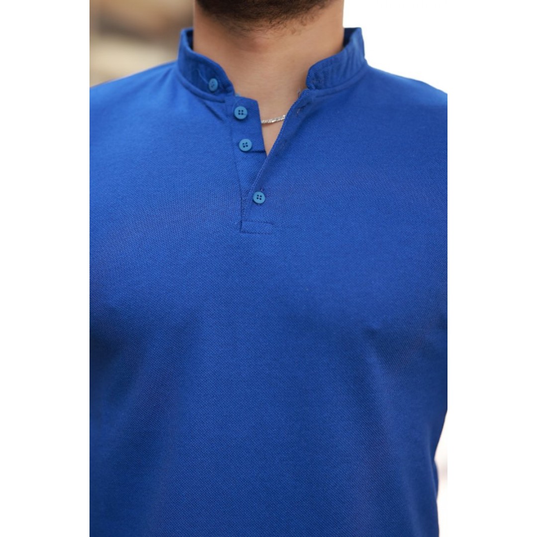 Erkek Hakim Yaka Dokuma Pamuklu Kumaş Kısa Kollu T-shirt 162317
