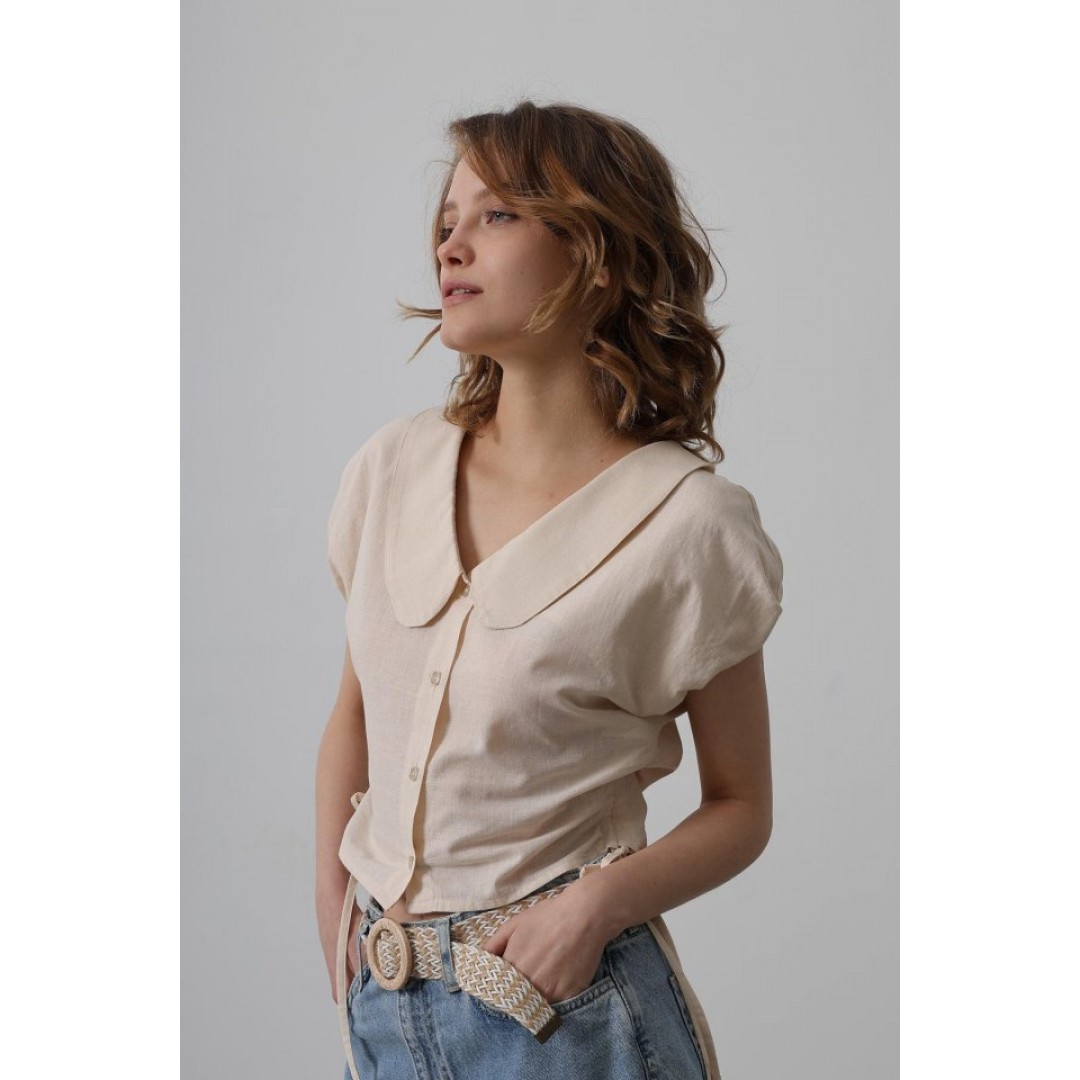 Bebe Yaka Yanları Bağlamalı Bluz - Taş 157471 Bebe Yaka Yanları Bağlamalı Bluz - Taş 157471