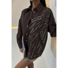 Ay Figürlü Taş İşlemeli Poplin Gömlek 3440 - 158497