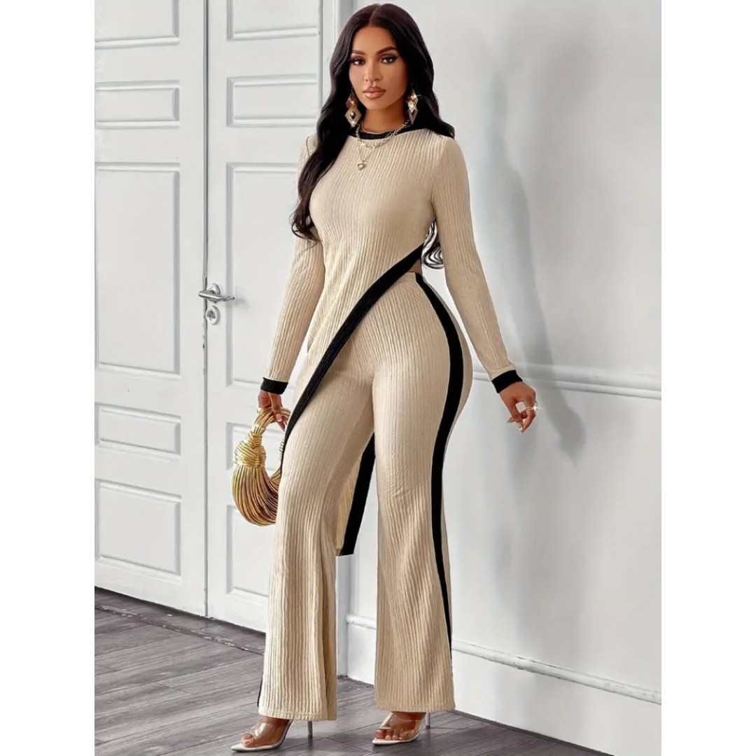 Kadın Uzun Kollu Bisiklet Yaka Asimetrik Kesim Bluz şardonlu Kaşkorse Bluz Ve Pantolon Ikili Takım 137335 Kadın Uzun Kollu Bisiklet Yaka Asimetrik Kesim Bluz şardonlu Kaşkorse Bluz Ve Pantolon Ikili Takım 137335