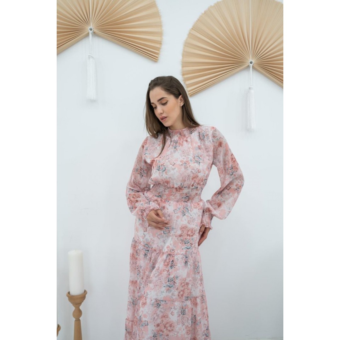 Pembe Şanzelize Çiçek Desenli Elbise 151041 Pembe Şanzelize Çiçek Desenli Elbise 151041