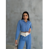 KETEN GÖMLEK-CROP-SALAŞ PANTOLON TAKIM - Mavi 152993