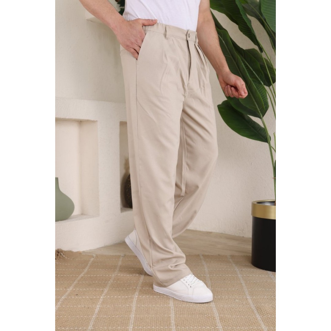 Erkek Beli Lastikli Pileli Baggy Pantolon - 159390 Erkek Beli Lastikli Pileli Baggy Pantolon - 159390