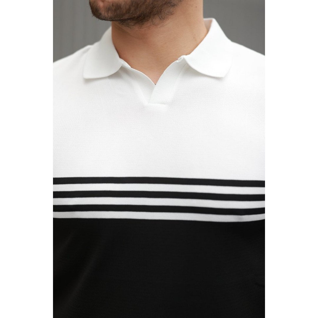 Erkek Parça Renk Yakalı Kısa Kollu T-shirt 160707 Erkek Parça Renk Yakalı Kısa Kollu T-shirt 160707