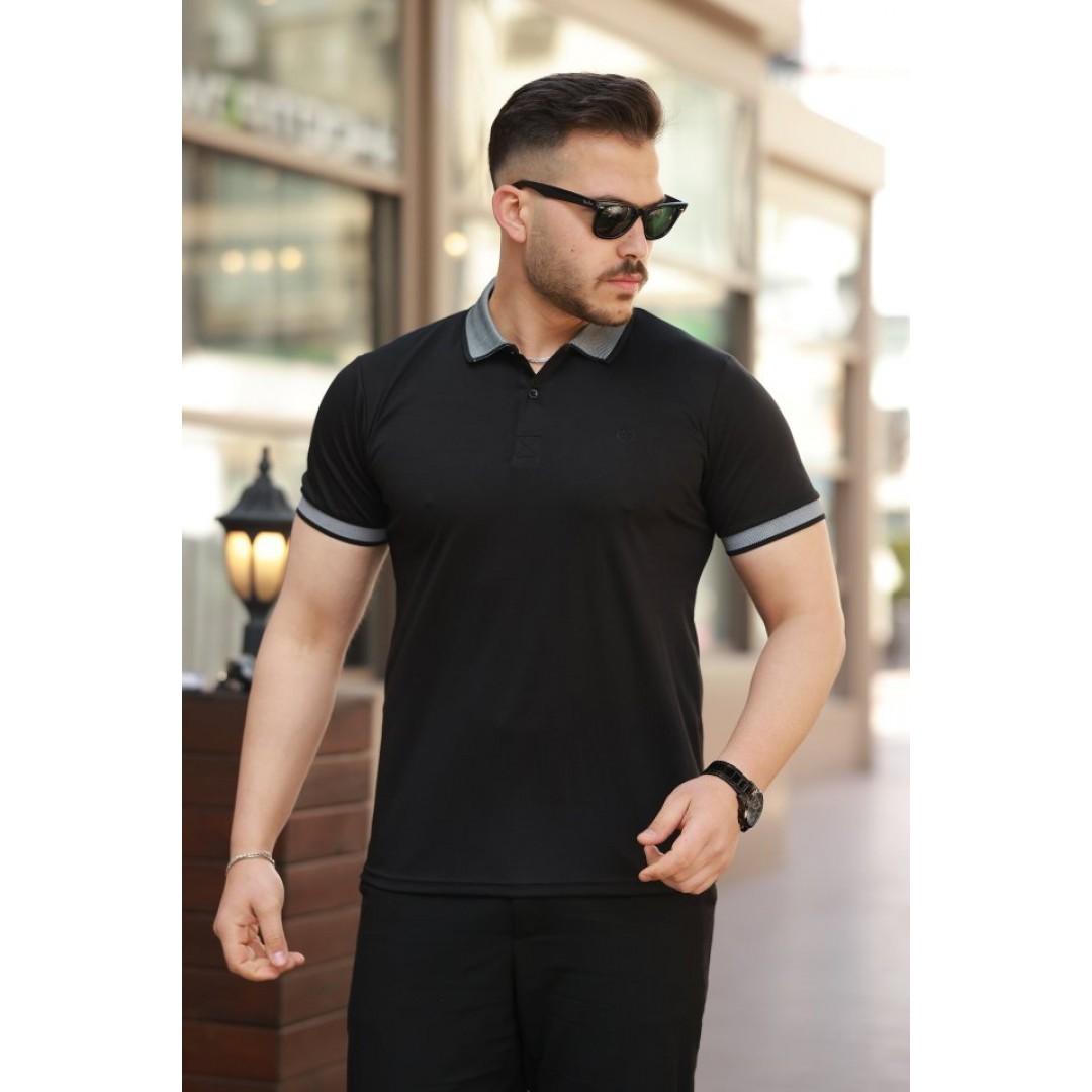 Erkek Yakalı Kagi Kumaş Kısa Kollu T-shirt