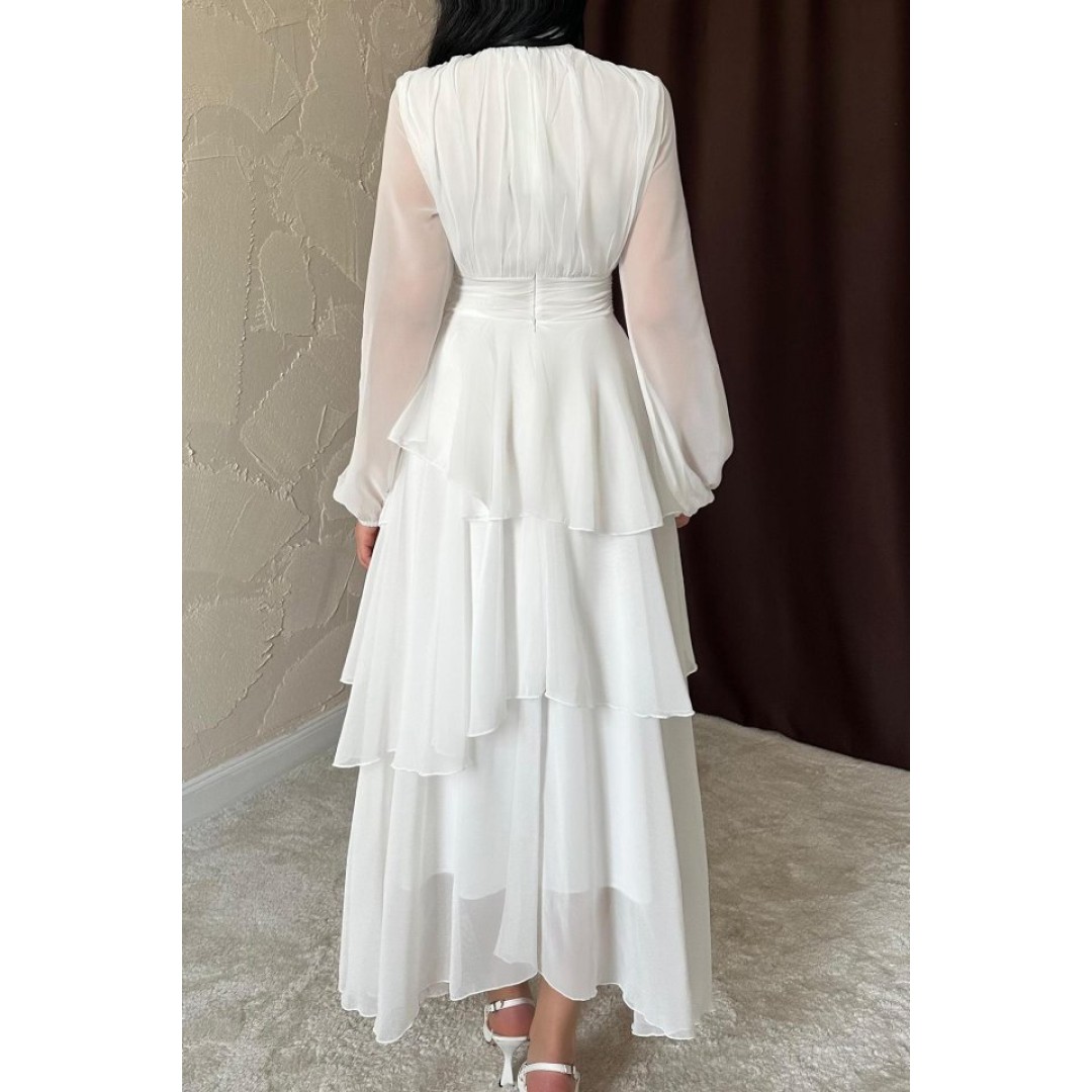 Beyaz Bel Detaylı Elbise - 162787 Beyaz Bel Detaylı Elbise - 162787