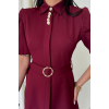 YAKA DÜĞME DETAYLI ELBİSE- Bordo 154396