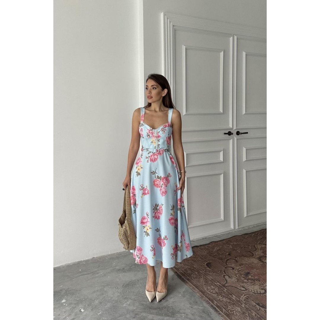 Bebe Mavi İnce Kemer Detaylı Elbise - 156663 Bebe Mavi İnce Kemer Detaylı Elbise - 156663