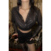 PULLU CROP KRUVAZE BLUZ - Siyah 150997 PULLU CROP KRUVAZE BLUZ - Siyah 150997