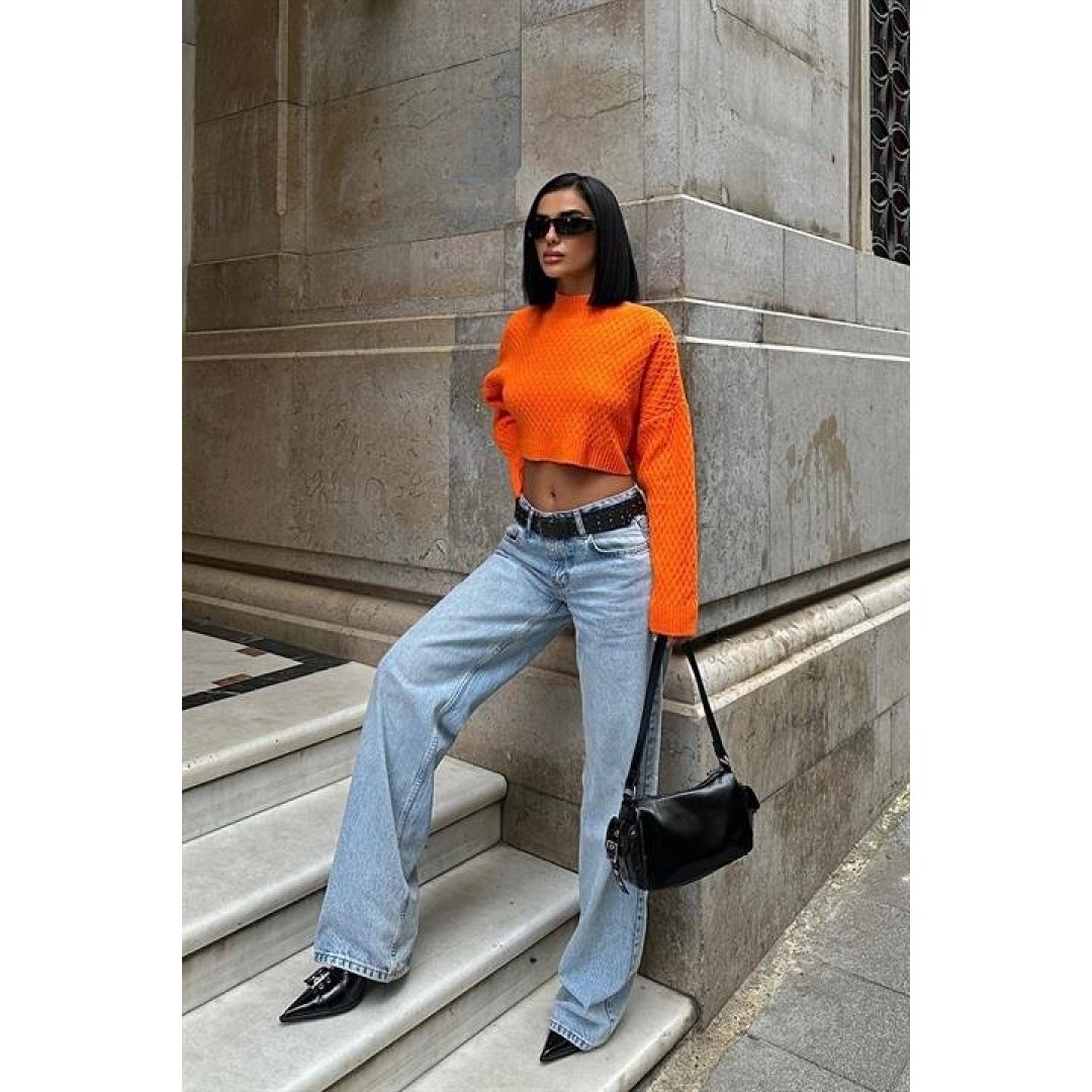 Sabina Sırt Dekolteli Crop Kazak 1270-09 155767 Sabina Sırt Dekolteli Crop Kazak 1270-09 155767