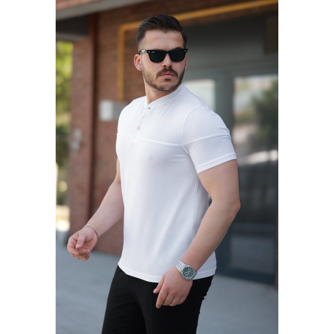 Erkek Hakim Yakalı Kısa Kollu Pamuklu T-shirt - 161512 Erkek Hakim Yakalı Kısa Kollu Pamuklu T-shirt - 161512