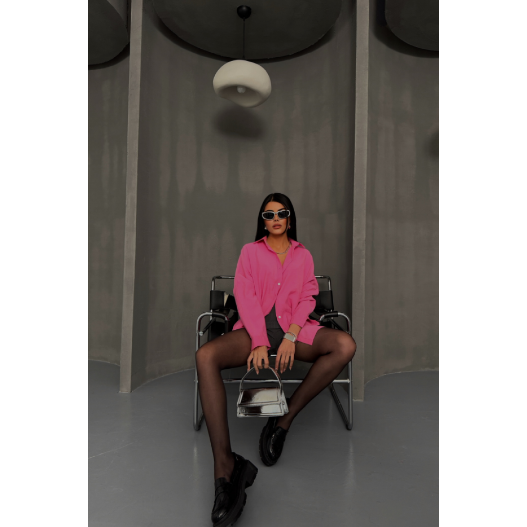 BOYFRİEND GÖMLEK MODAL KUMAŞ OVERSİZE - Pembe - 153596