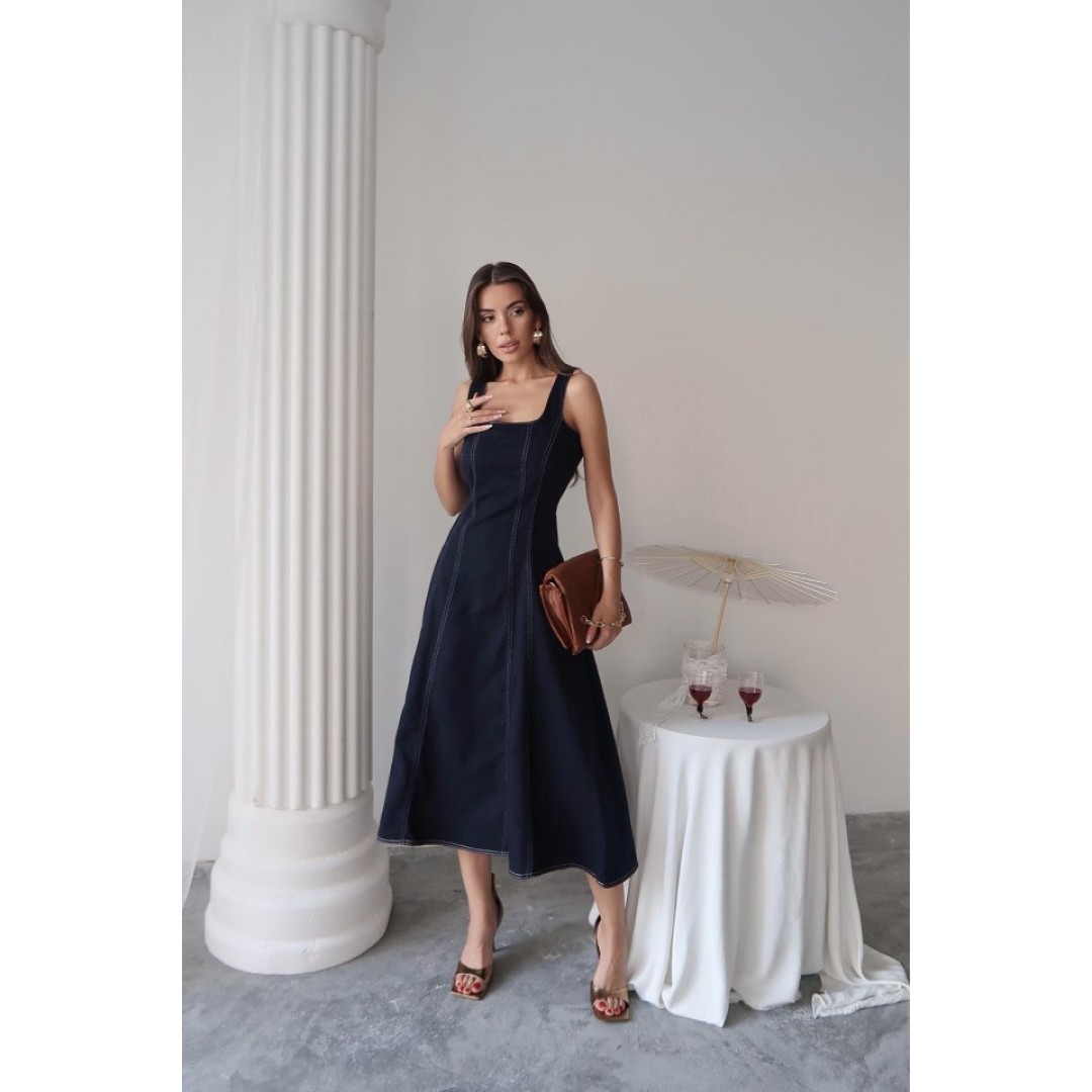 Lacivert Çift Dikişli Gabardin Elbise 162877 Lacivert Çift Dikişli Gabardin Elbise 162877