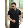 Erkek Fermuarlı Yakalı Kısa Kollu Tshirt - 159165