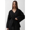 Beli Bağlamalı Tunik Ve Beli Bağlamalı Pantolon Takım - Siyah 159313
