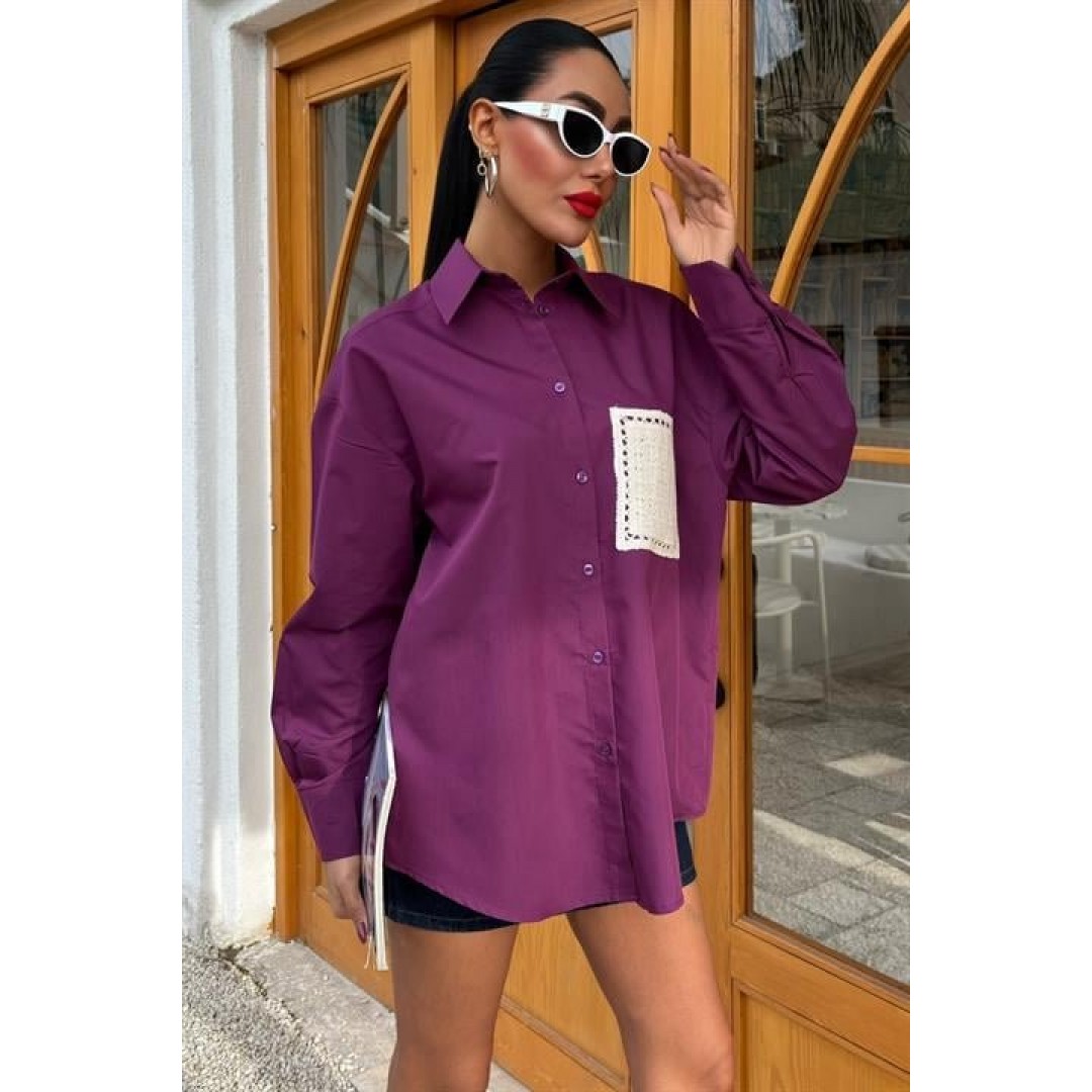 Süzine Cepli Arkası Yırtmaçlı Oversize Gömlek 3420 158762 Süzine Cepli Arkası Yırtmaçlı Oversize Gömlek 3420 158762