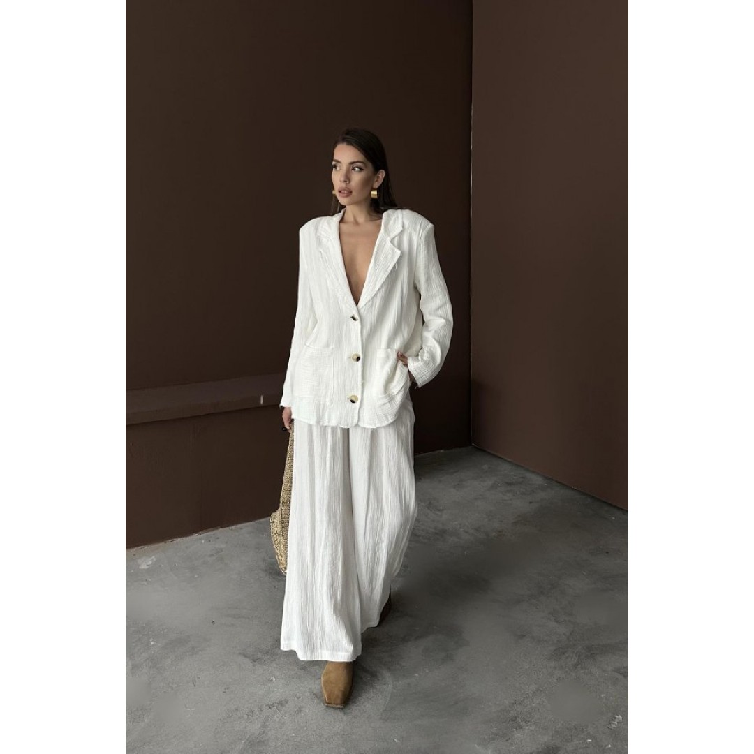 Beyaz Oversize Müslin Takım - 156671 Beyaz Oversize Müslin Takım - 156671