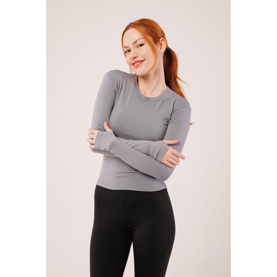 Uzun Kollu Basic Gri Bluz 147407 Uzun Kollu Basic Gri Bluz 147407